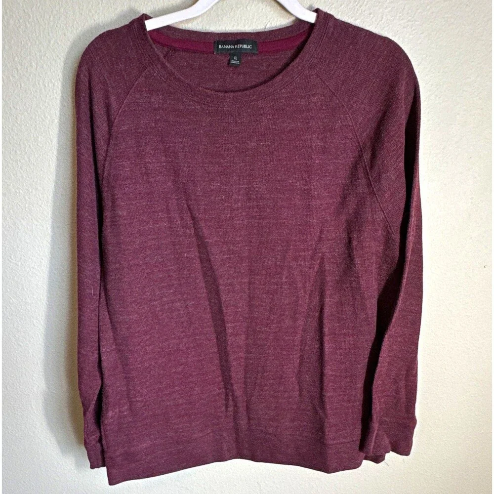Banana Republic Men’s Crew Neck Pullover Knit Sweater XL Burgundy Solid